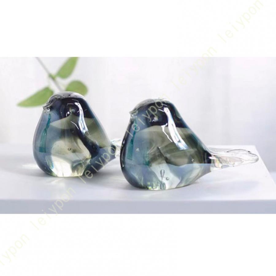 ガラス 鳥 置物 装飾 ハンドメイド 吹きガラス 置き物