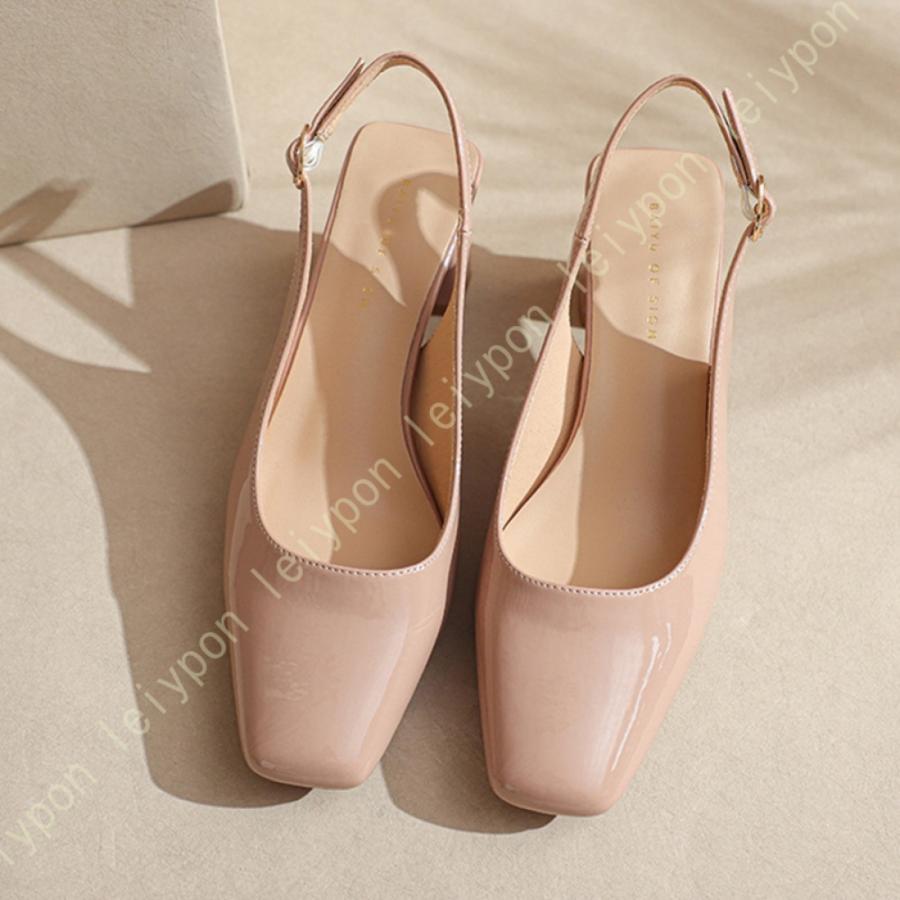 新品 FURLA ポインテッドトゥ バックストラップ パンプス 23.5 バックストラップ パンプス シンプル 太ヒール レディース 婦人