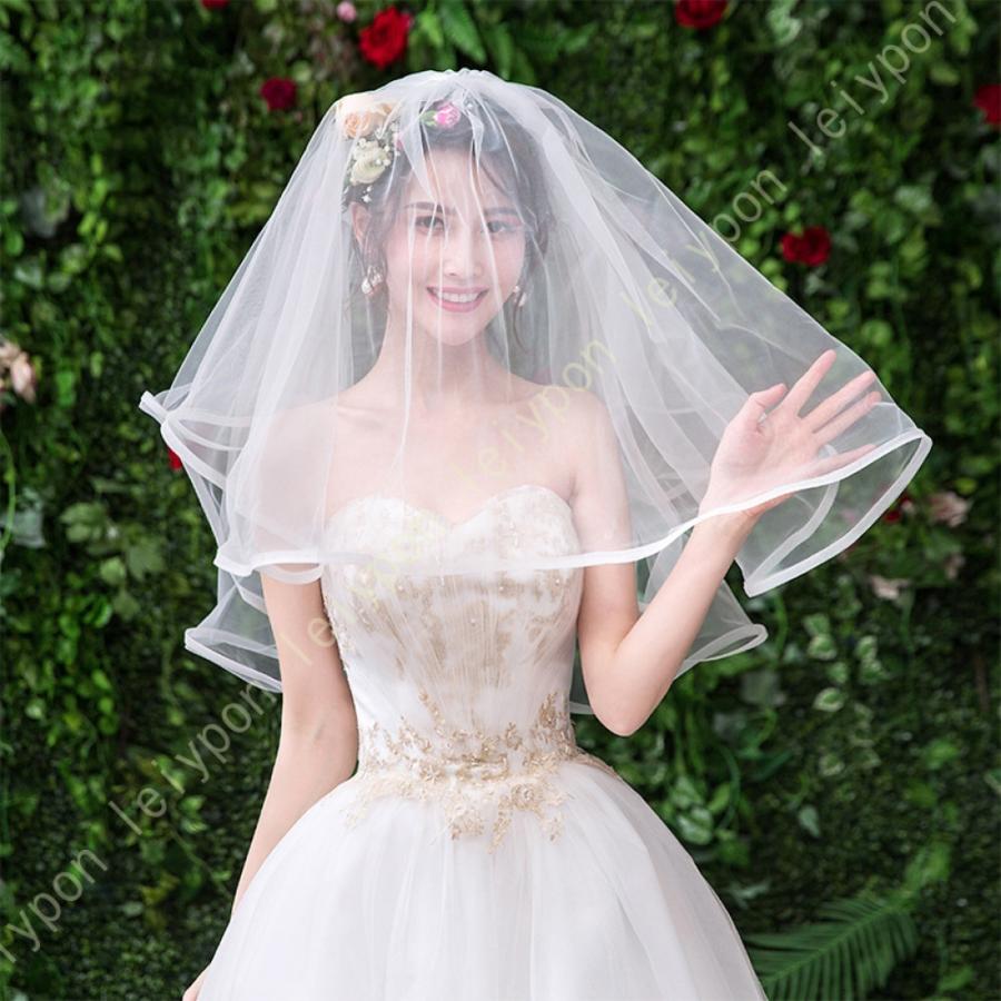 人気TOP ウエディングベール コーム付き 2段 ウェディングフォト 結婚式 ウェディング