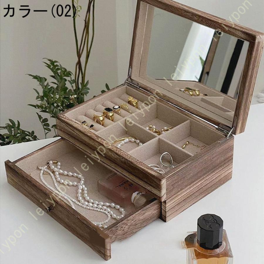 ジュエリーボックス アクセサリーケース アクセサリー収納 木製 引き出し付き ボックス ジュエリーケース 宝石箱 アンティーク かわいい おしゃれ｜leiypon｜05