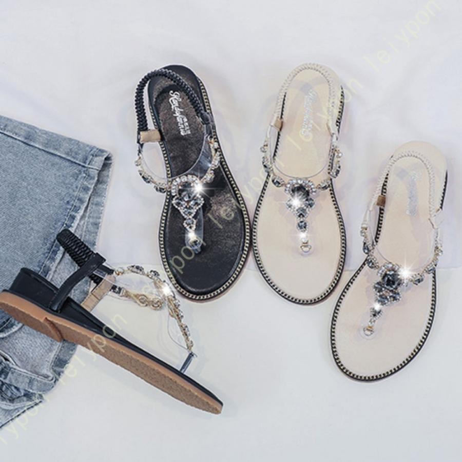 トングサンダル レディース サンダル ローヒール フラット ぺたんこ