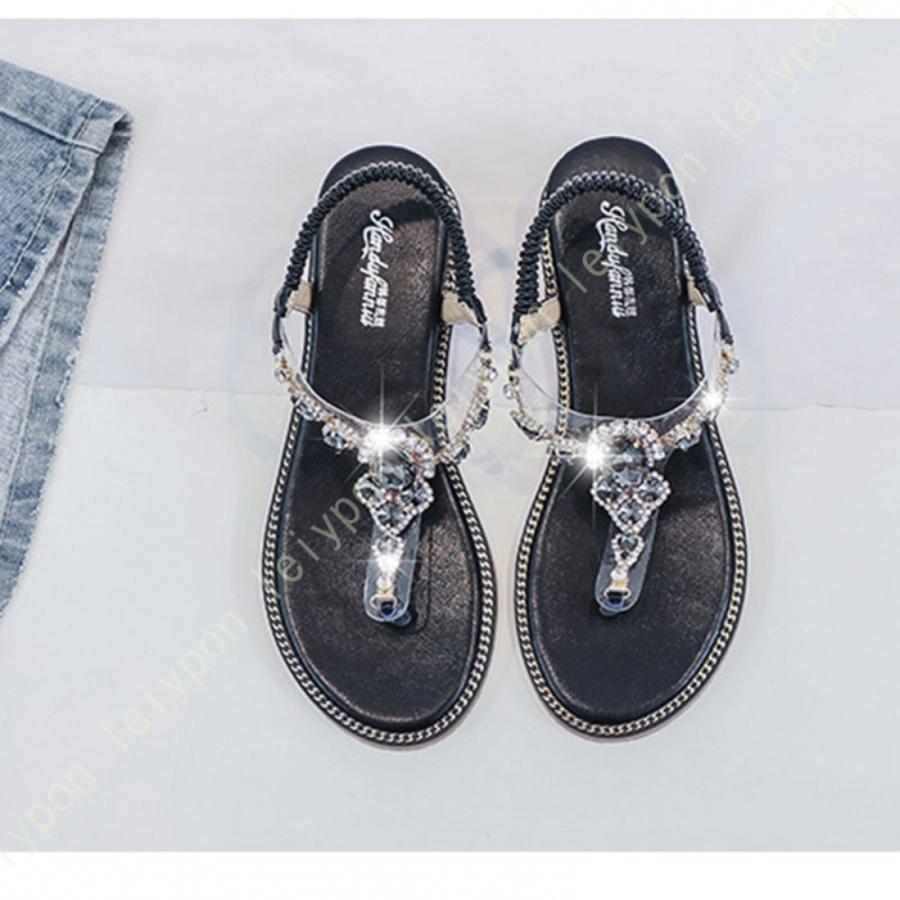 トングサンダル レディース サンダル ローヒール フラット ぺたんこ