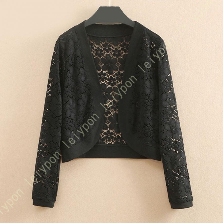 レースガウン きれいめ レディース カーディガン 薄手 おしゃれ 7分袖 羽織り レース 刺繍 アウター 日焼け 冷房対策 夏春秋適用 レース 透かし レース編み