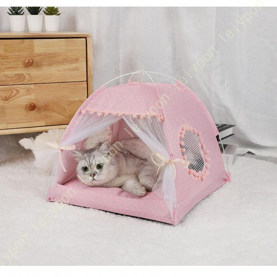ペット 犬 猫 テントハウス 犬小屋 猫テント冬 折りたたみ式　（ピンク） ペット 犬 猫 テントハウス 犬小屋 猫テント冬 折りたたみ式