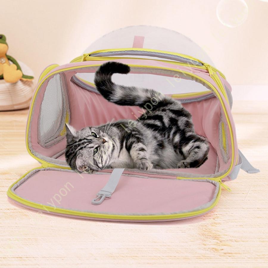 ペットキャリーバッグ 猫キャリー 犬猫兼用 宇宙船カプセル型 犬リュックサック 旅行ペットバッグ 透明 ペット用品 小動物用 中大型猫用 小型犬用 うさぎ用_9