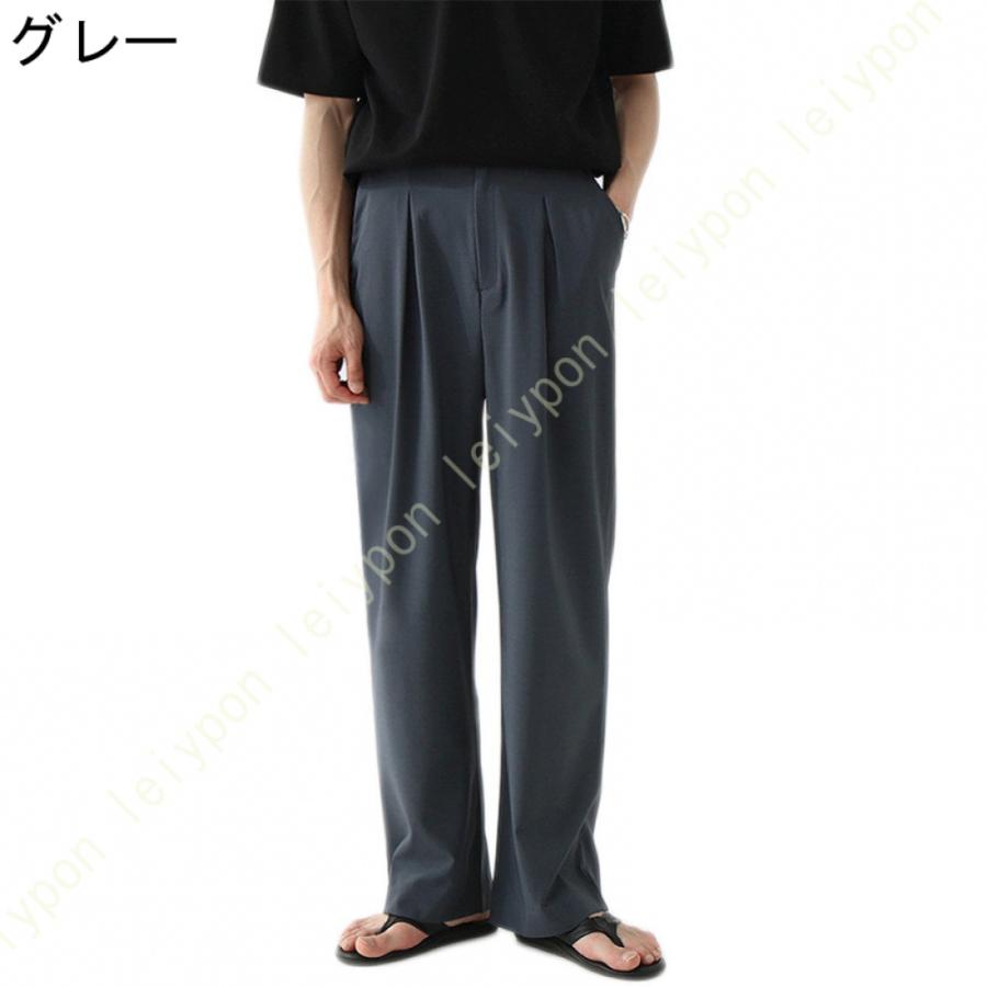 ワイドパンツ メンズ グレー 黒 スラックス ハイウエスト タック ワイドパンツ メンズ グレー 黒 スラックス ハイウエスト タック