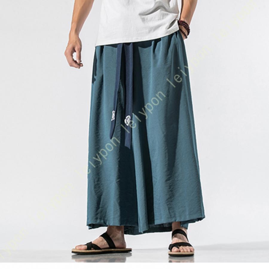 KAPITAL ブラック ガウチョパンツ コットン タック ワイドパンツ 袴パンツ はかまパンツ ガウチョ