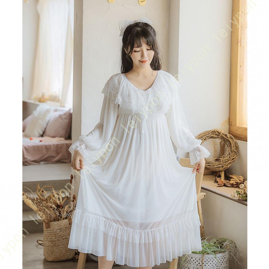 ★ ネグリジェワンピース アイボリー レース付きフリルワンピース 90 ★ ☆ ネグリジェワンピース アイボリー レースツキフリル