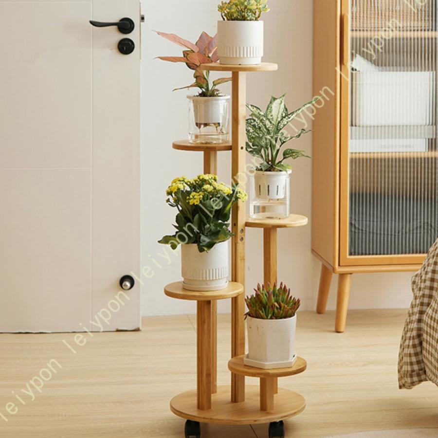 ディスクフラワースタンド 室内 キャスター付き フラワースタンド 木製