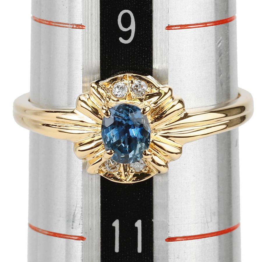 ブルーサファイア 0.37ct ダイヤモンド イエローゴールド K18YG リング 