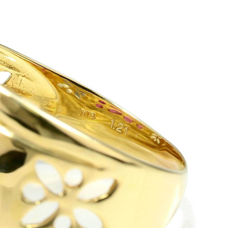 フラワーモチーフ リング 指輪 ルビー 1.21ct イエローゴールド K18YG 14.5号 中古 返品OK_3