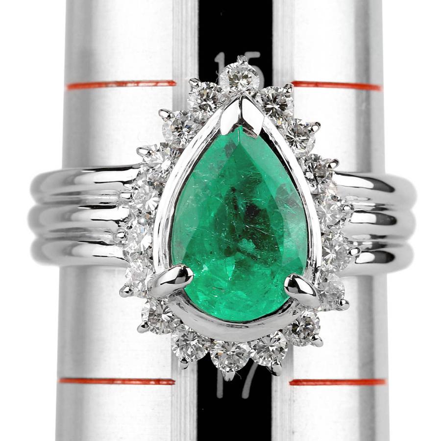 エメラルド 2.13ct ダイヤモンド 0.54ct プラチナ Pt900 ドロップ 