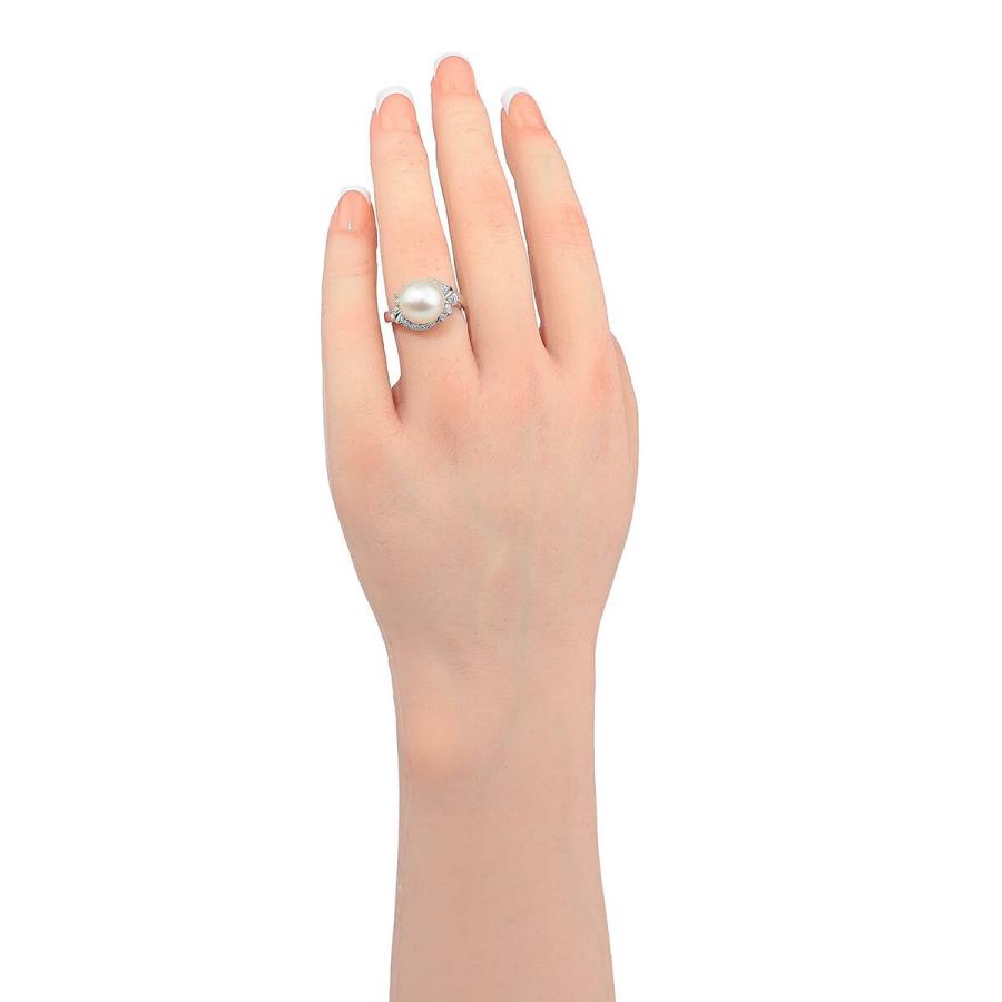 南洋真珠 10.8mm ダイヤモンド 0.39ct プラチナ Pt900 パールリング 13