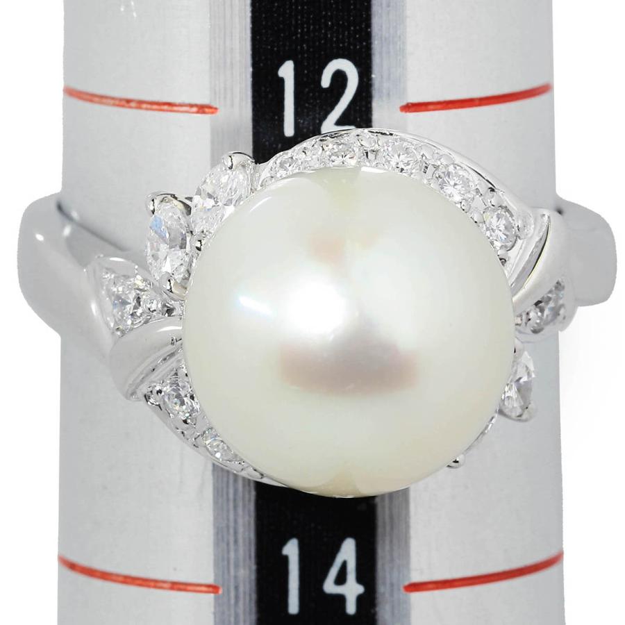 南洋真珠 10.8mm ダイヤモンド 0.39ct プラチナ Pt900 パールリング 13