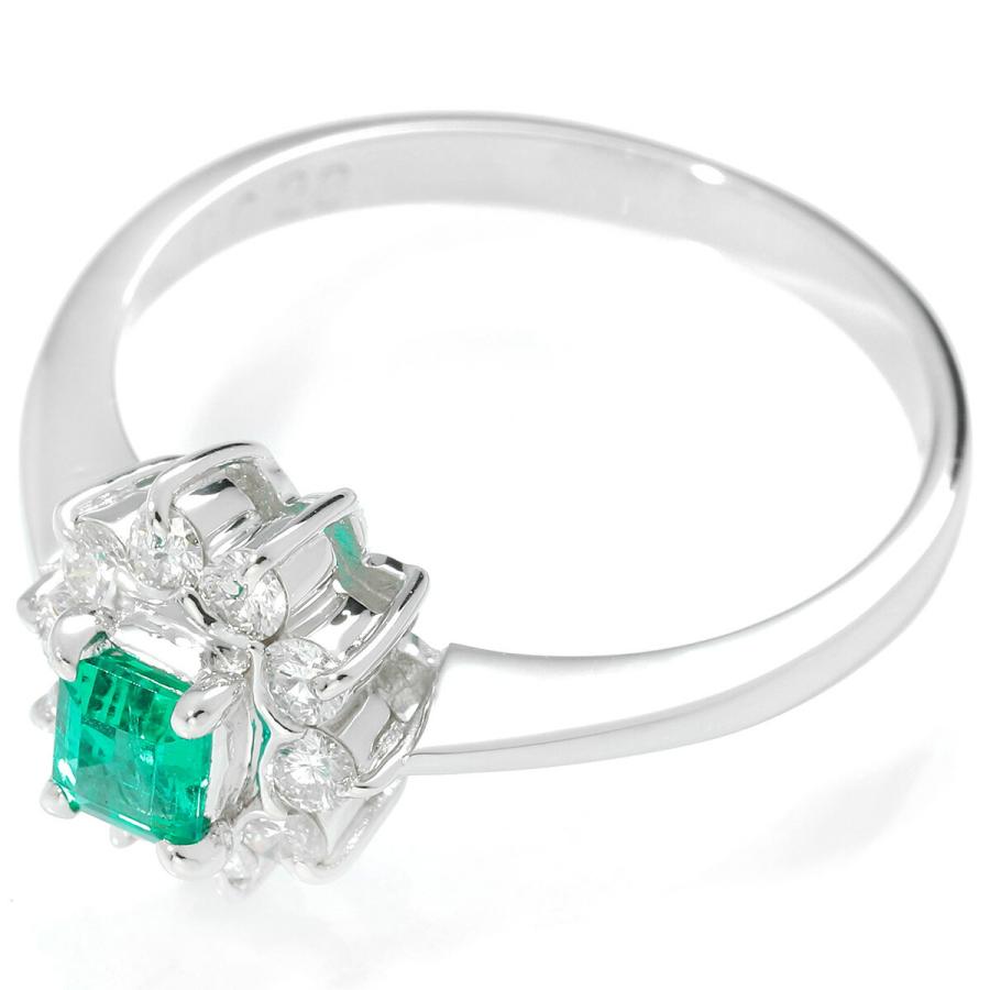 エメラルド 0.21ct ダイヤモンド 0.28ct プラチナ Pt900 リング 12号 