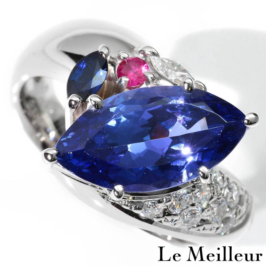 タンザナイト 3.53ct ダイヤモンド 0.32ct プラチナ Pt900 リング 15.5