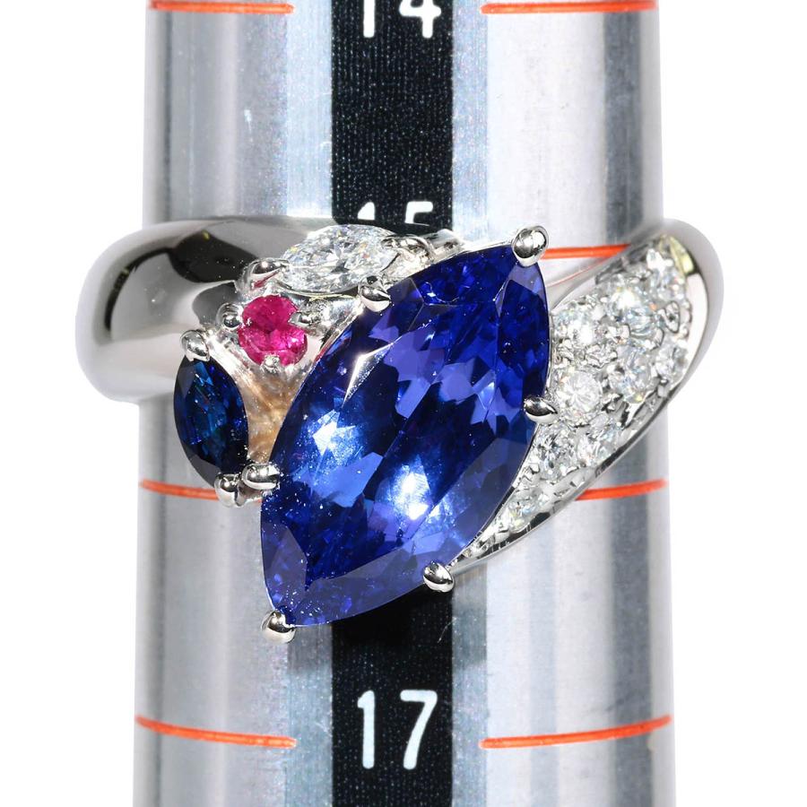 タンザナイト 3.53ct ダイヤモンド 0.32ct プラチナ Pt900 リング 15.5