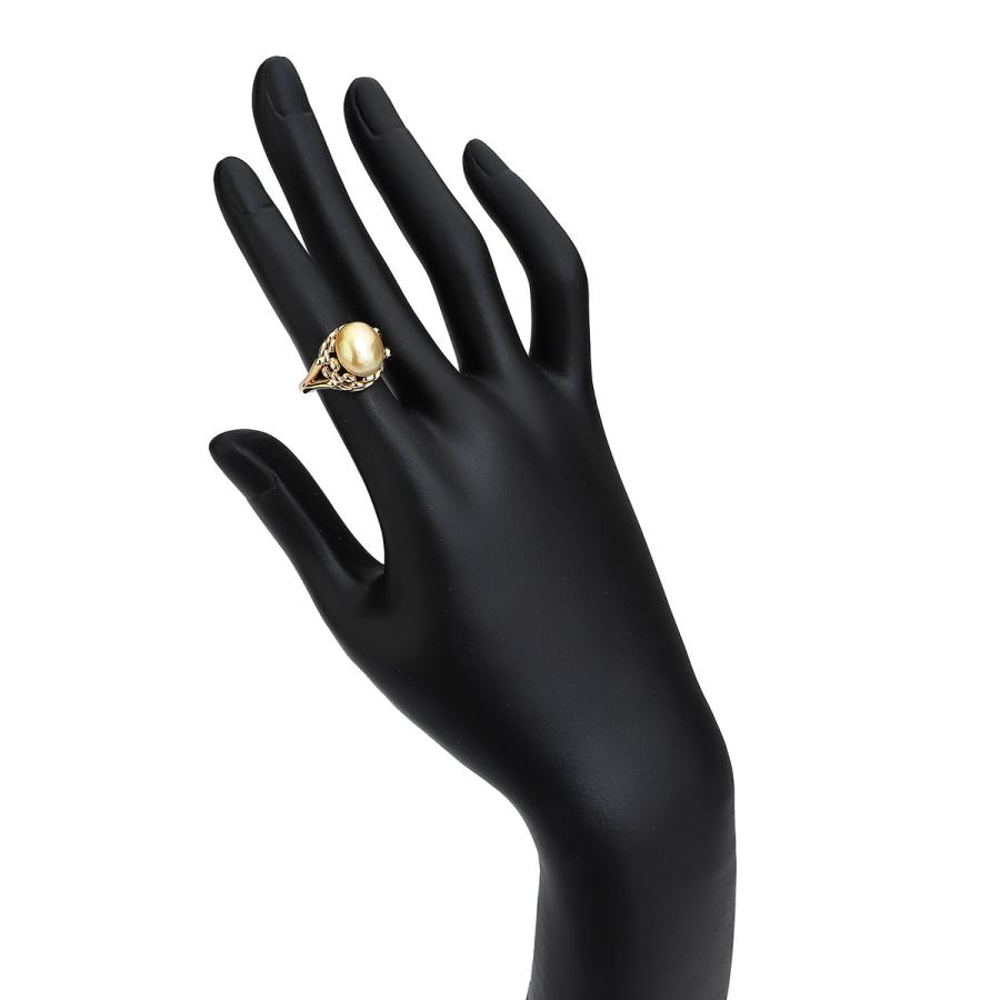 ゴールドリップ パール リング 指輪 白蝶真珠 イエローゴールド K18YG