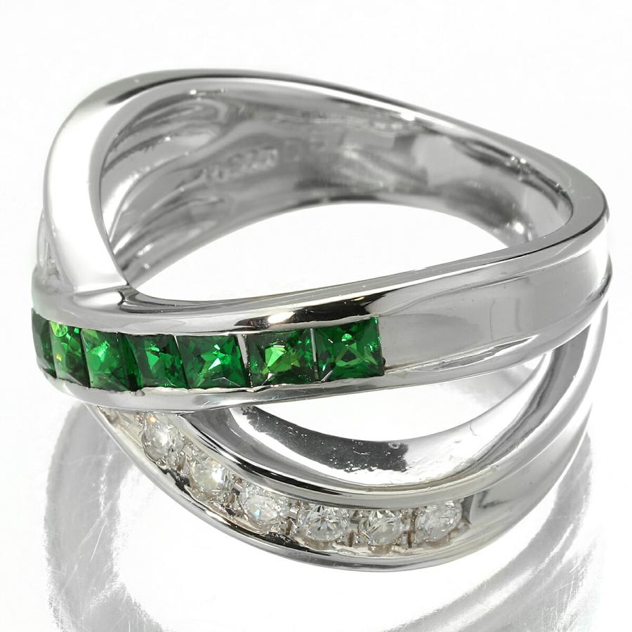 交差デザインリング 指輪 グロシュラライトガーネット 0.57ct  