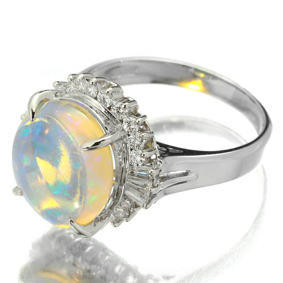 オパール 3.85ct ダイヤモンド 0.446ct プラチナ Pt900 デザインリング 