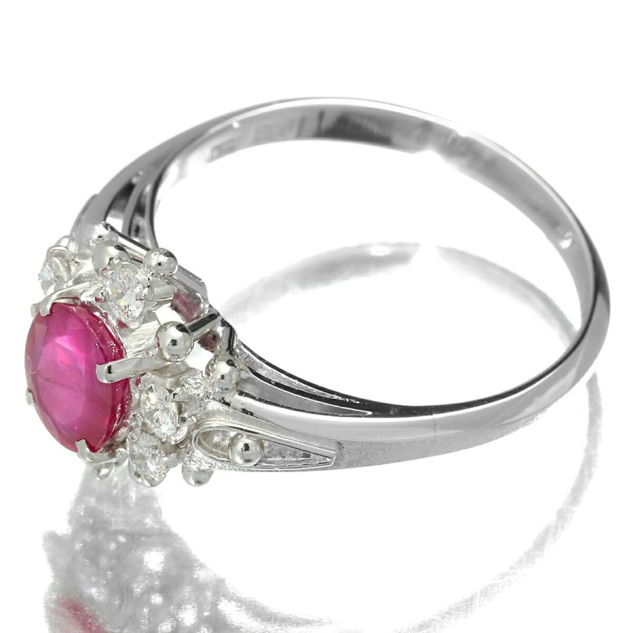 指輪　ルビー　ダイヤモンド　12号　Pt850 フラワーモチーフリング 指輪 ルビー 0.83ct ダイヤモンド Pt850 12号