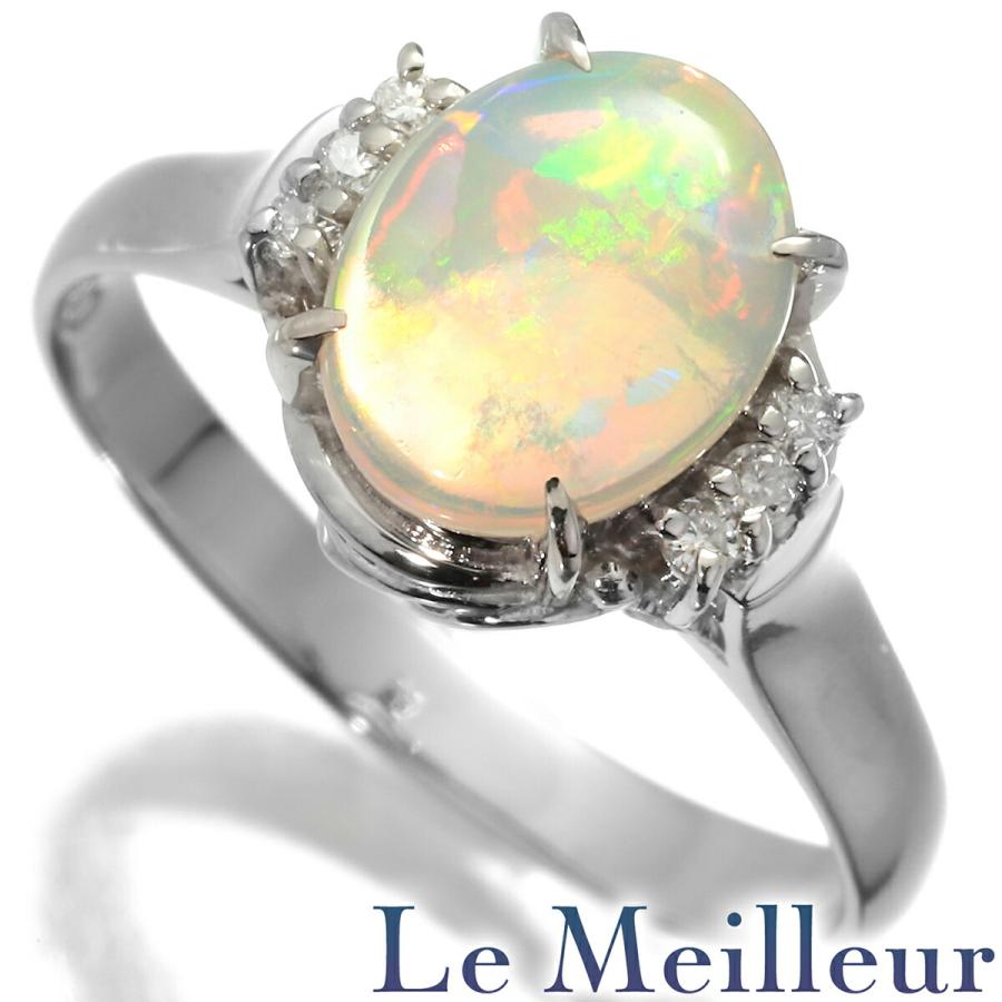 リング 指輪 オパール 0.92ct ダイヤモンド Pt900 13号 中古  