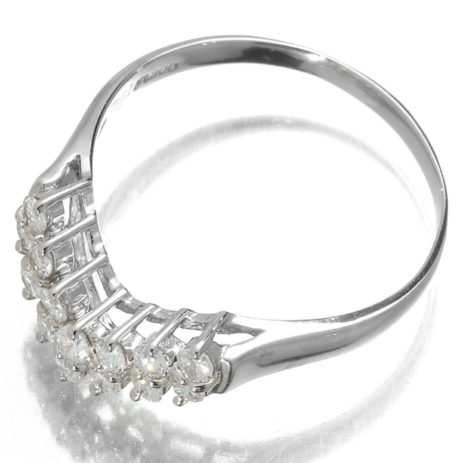 V字リング SIクラス 14P 指輪 ダイヤモンド 0.51ct Pt900 18号 中古  