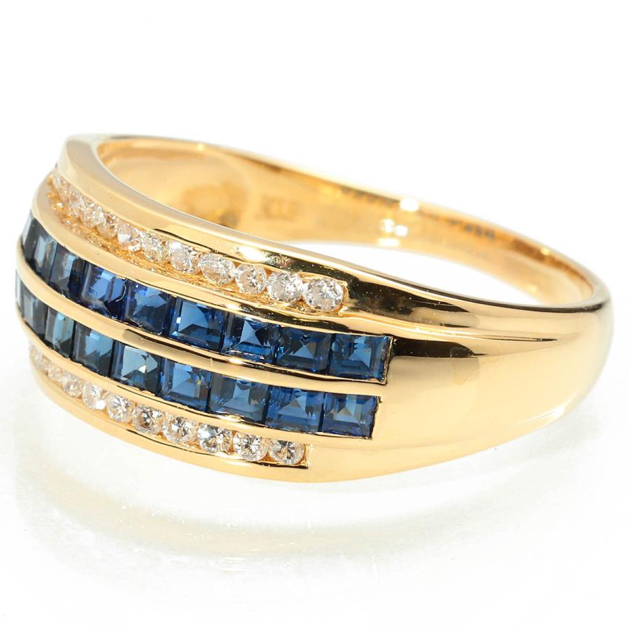 ゴールド サファイア パール ダイヤモンド ヴィンテージ リング リング 指輪 サファイア 1.39ct ダイヤモンド 0.21ct イエローゴールド