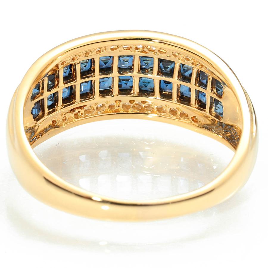 リング 指輪 サファイア 1.39ct ダイヤモンド 0.21ct イエローゴールド