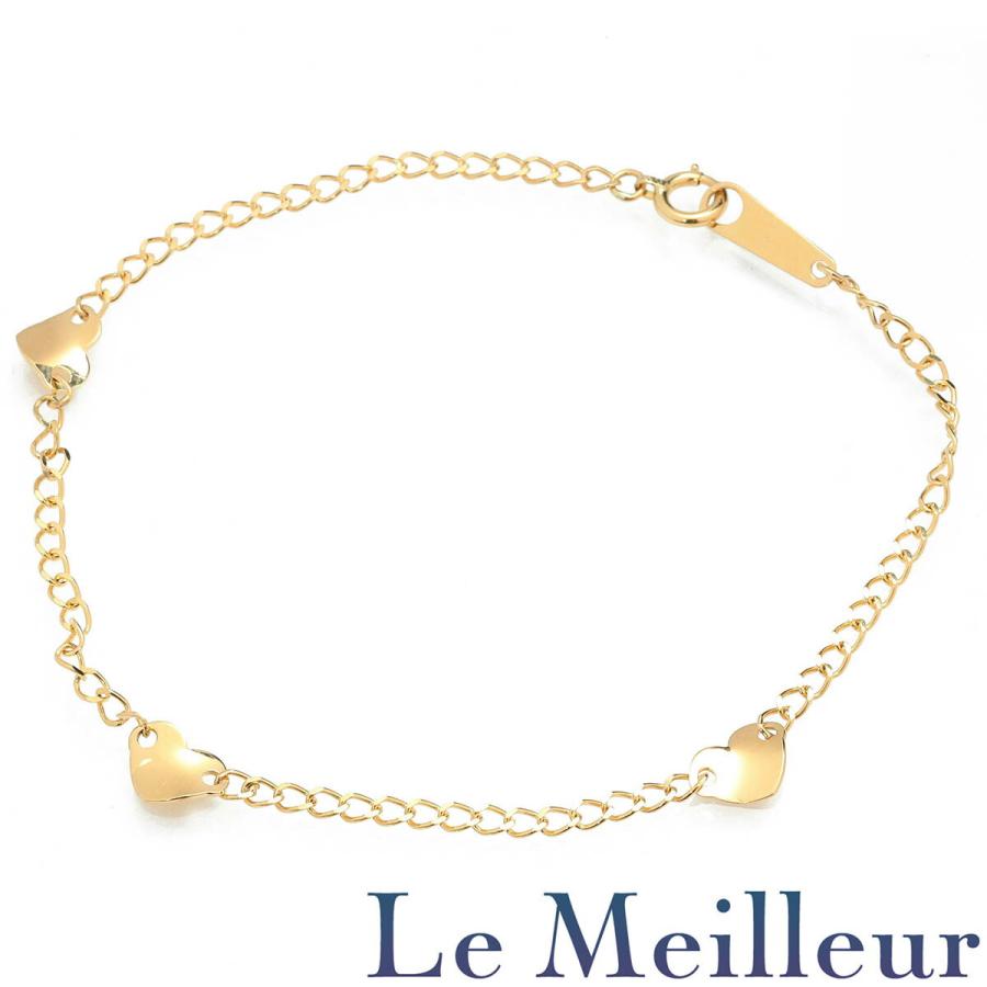 K18YG ハート ブレスレット レッドライン K18YGダブルハート