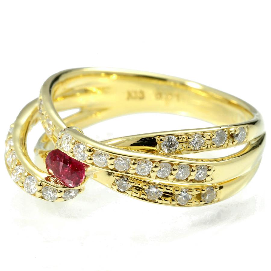 リング 指輪 ルビー 0.21ct ダイヤモンド 0.50ct イエローゴールド 