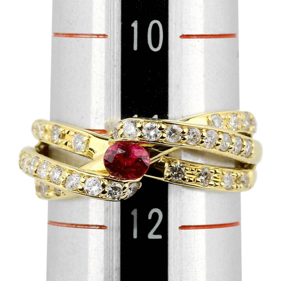 リング 指輪 ルビー 0.21ct ダイヤモンド 0.50ct イエローゴールド 