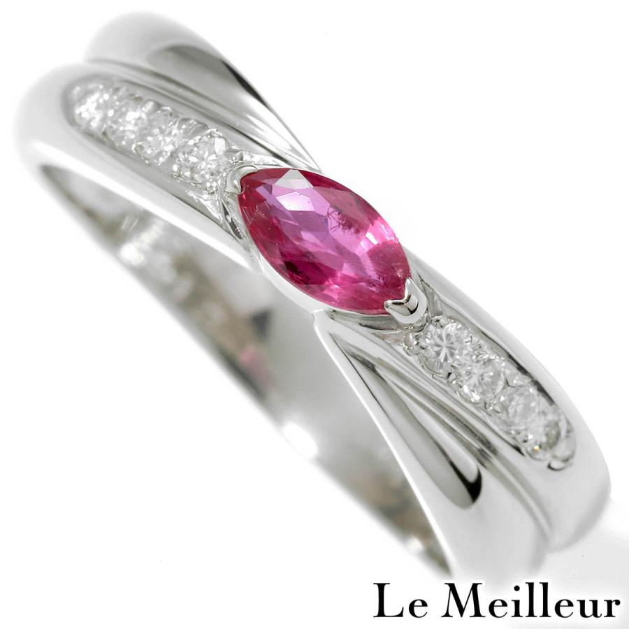 リング 指輪 ルビー 0.37ct ダイヤモンド プラチナ Pt900 15号 中古 