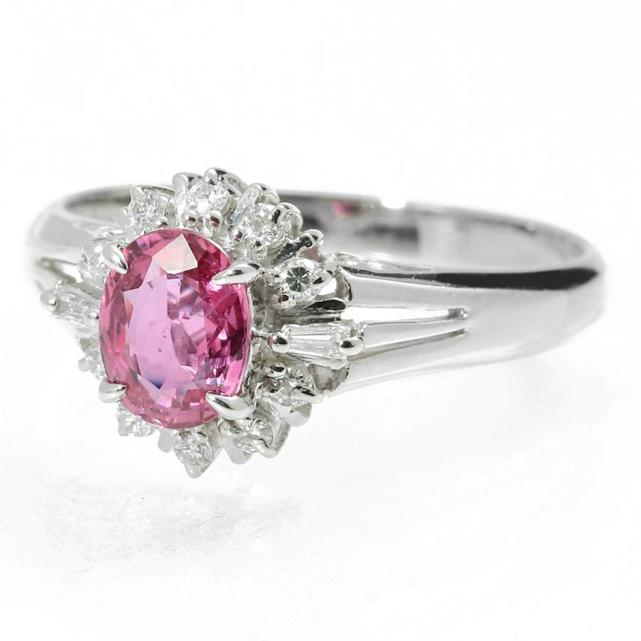 ルビー 0.61ct ダイヤモンド プラチナ Pt900 ヘイローデザインリング 