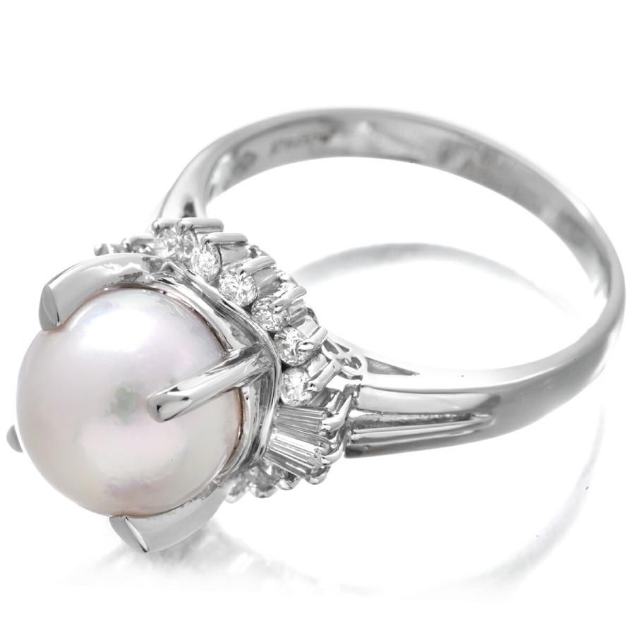 ジュエリーマキ パールリング アコヤ真珠 9.0mm ダイヤモンド 0.36ct