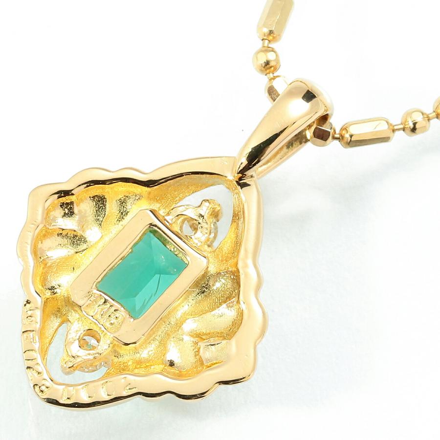 ペンダントネックレス エメラルド 0.23ct ダイヤモンド K18 中古 返品 