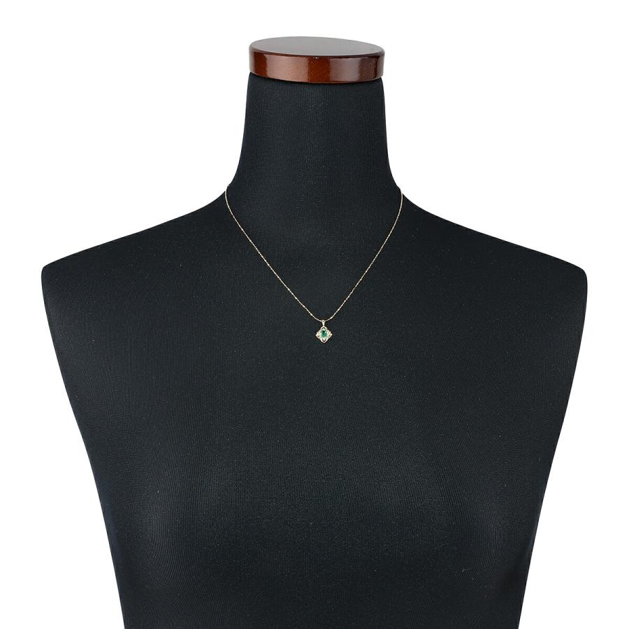 ペンダントネックレス エメラルド 0.23ct ダイヤモンド K18 中古 返品 