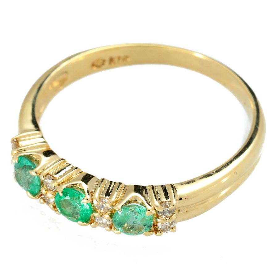 ジュエリーマキ リング 指輪 エメラルド 0.32ct ダイヤモンド K18 12号  