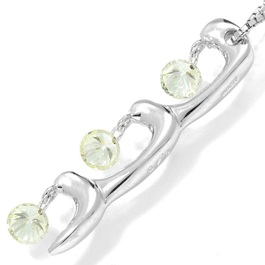 スリーストーンネックレス イエローダイヤモンド 0.45ct ホワイト 