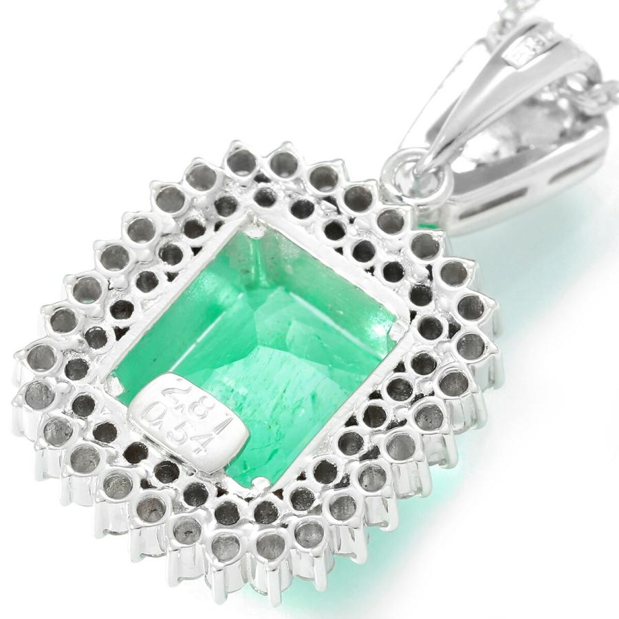 ペンダント エメラルド 2.81ct ダイヤモンド 0.54ct プラチナ Pt900 