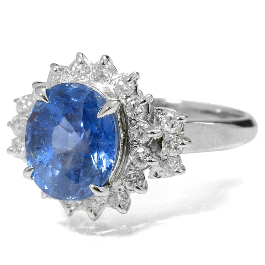 リング 指輪 サファイア 4.60ct ダイヤモンド 0.45ct プラチナ