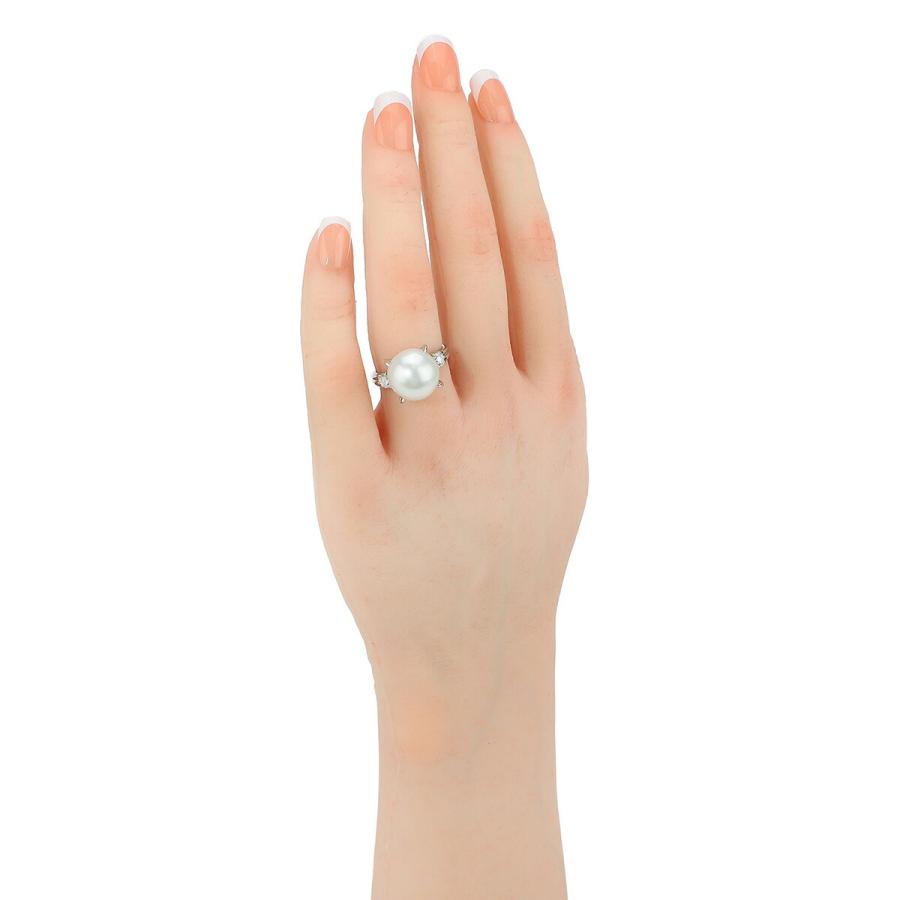 真珠 ダイヤモンド 0.35ct プラチナ Pt900 パールリング 13号 指輪 