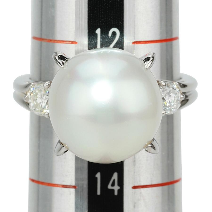 真珠 ダイヤモンド 0.35ct プラチナ Pt900 パールリング 13号 指輪 