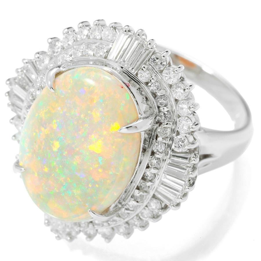 オパール 4.55ct ダイヤモンド 1.23ct プラチナ Pt900 リング 14号 
