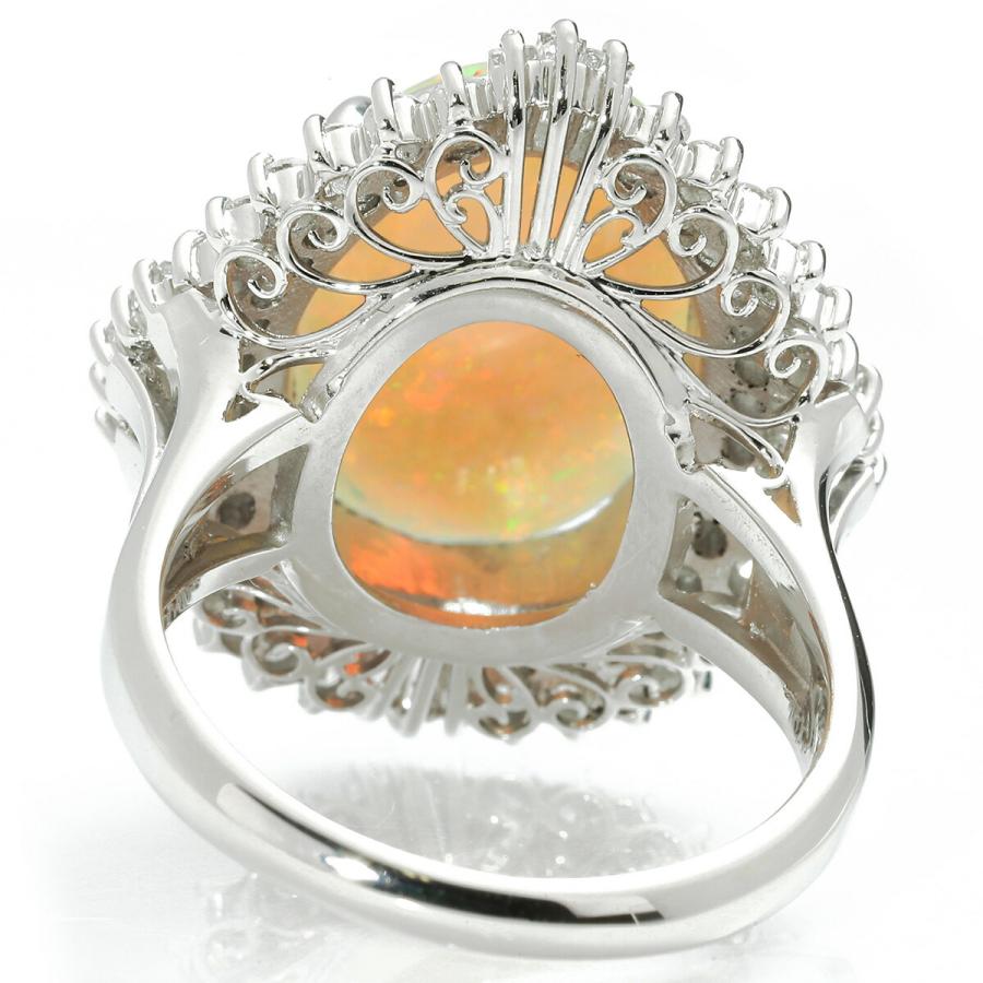 オパール 4.55ct ダイヤモンド 1.23ct プラチナ Pt900 リング 14号 