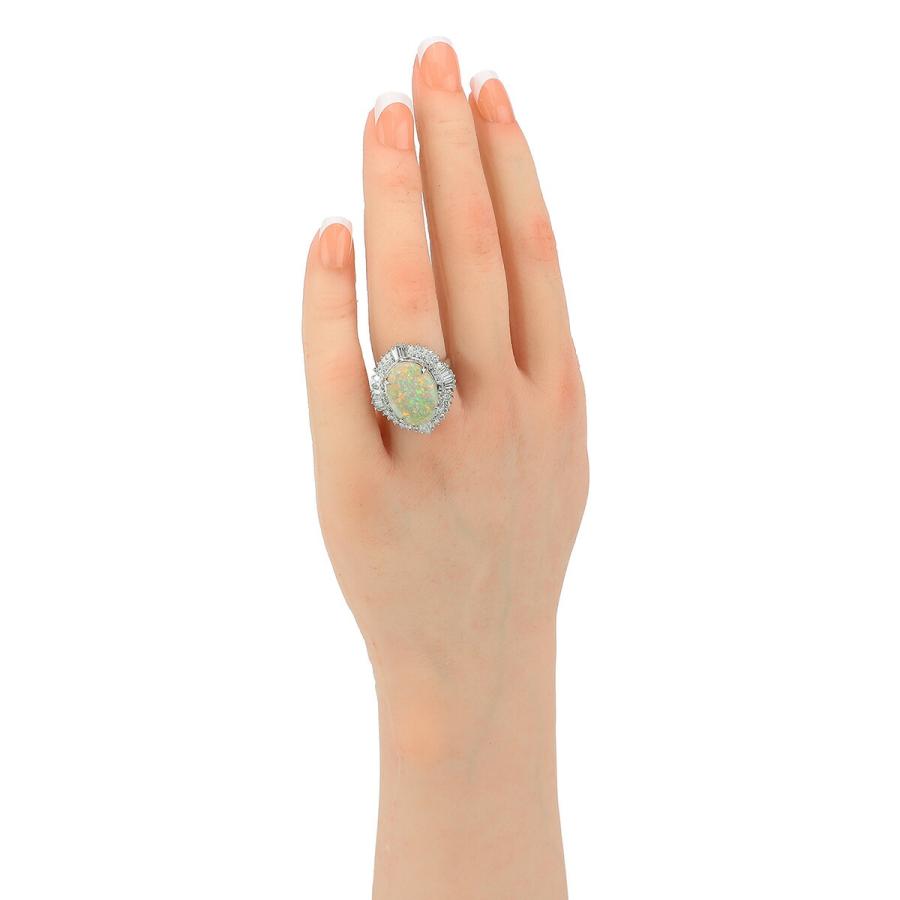 オパール 4.55ct ダイヤモンド 1.23ct プラチナ Pt900 リング 14号 