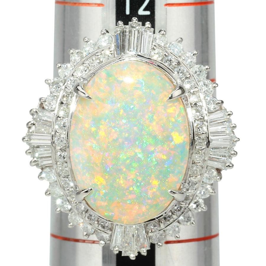 オパール 4.55ct ダイヤモンド 1.23ct プラチナ Pt900 リング 14号 