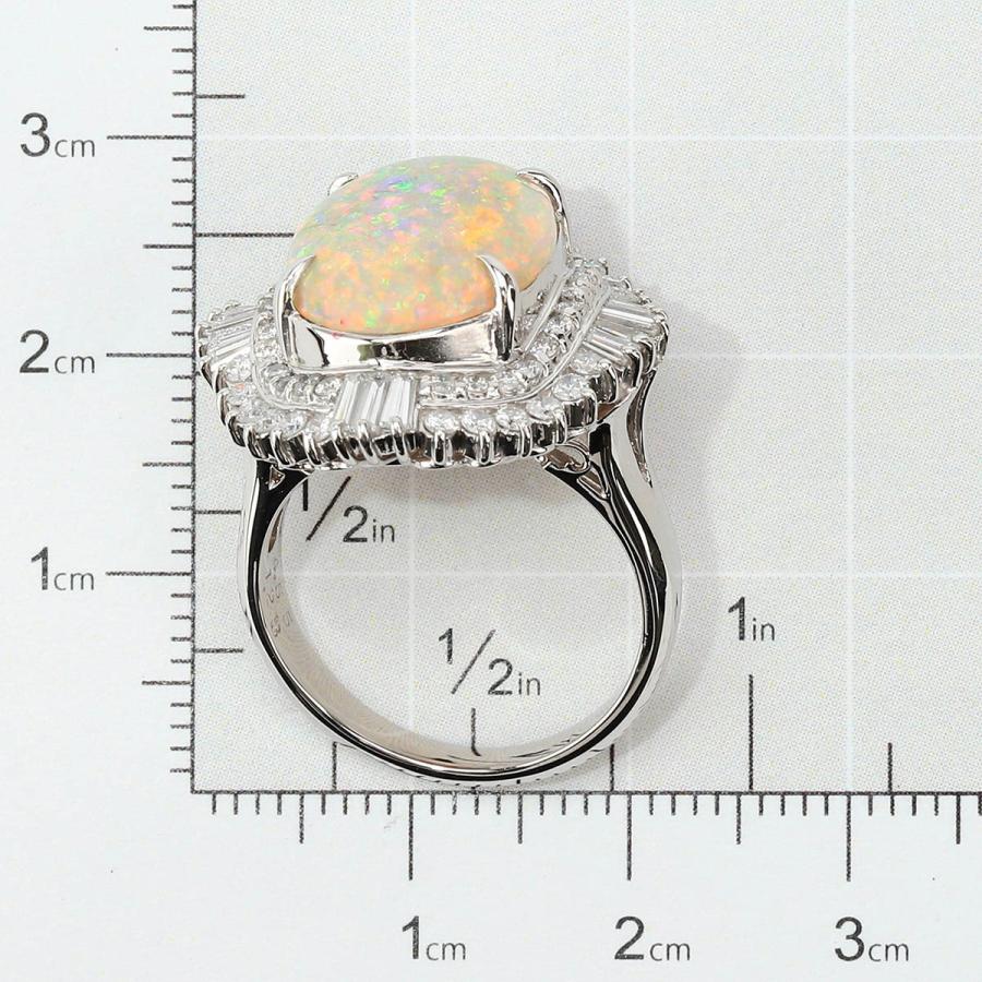 オパール 4.55ct ダイヤモンド 1.23ct プラチナ Pt900 リング 14号 