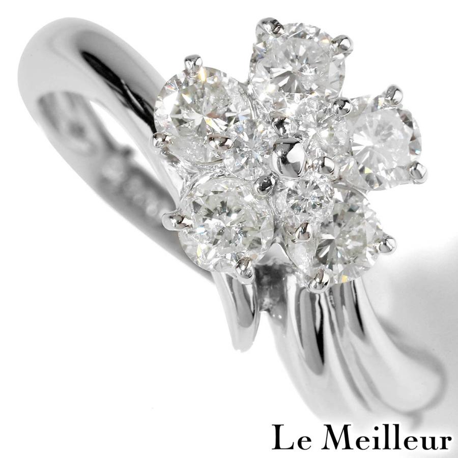 I1クラス フラワーモチーフリング 指輪 ダイヤモンド 1.00ct プラチナ 