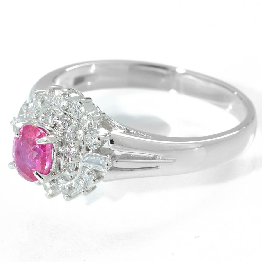 ルビー 0.48ct ダイヤモンド 0.31ct プラチナ Pt900 ヘイローデザイン 